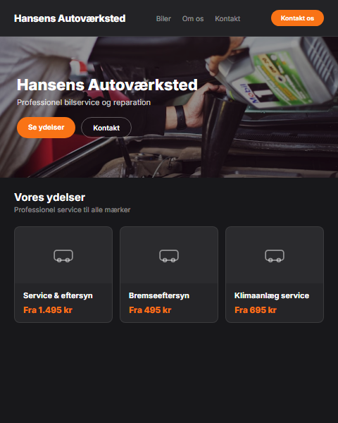 Workshop skabelon — Service and booking